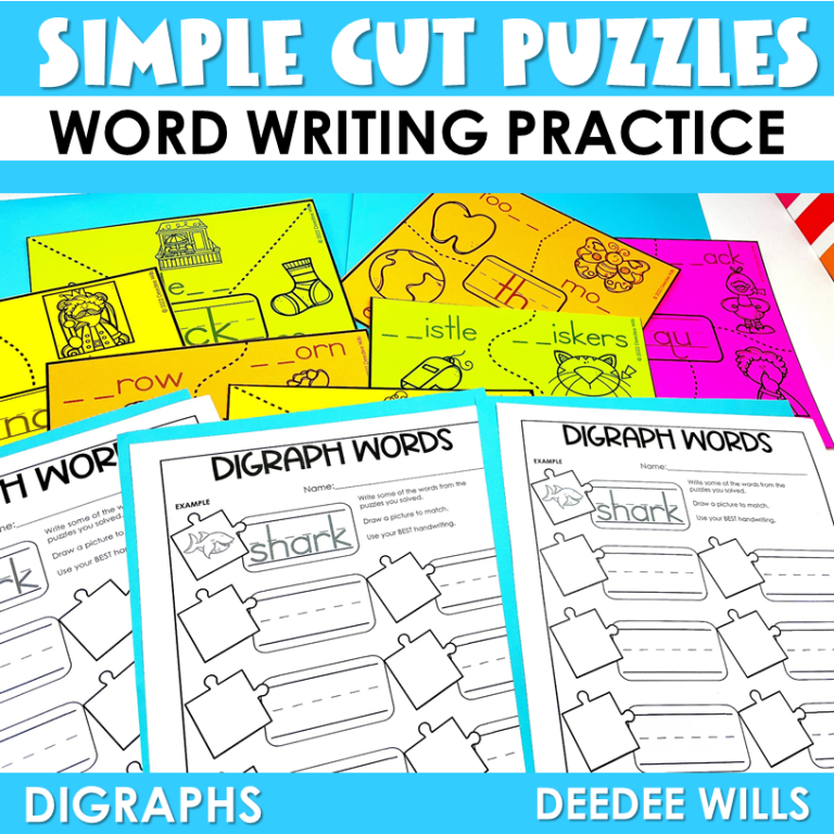 Simple Cut Puzzles – Digraph Words - Clever School Teacher