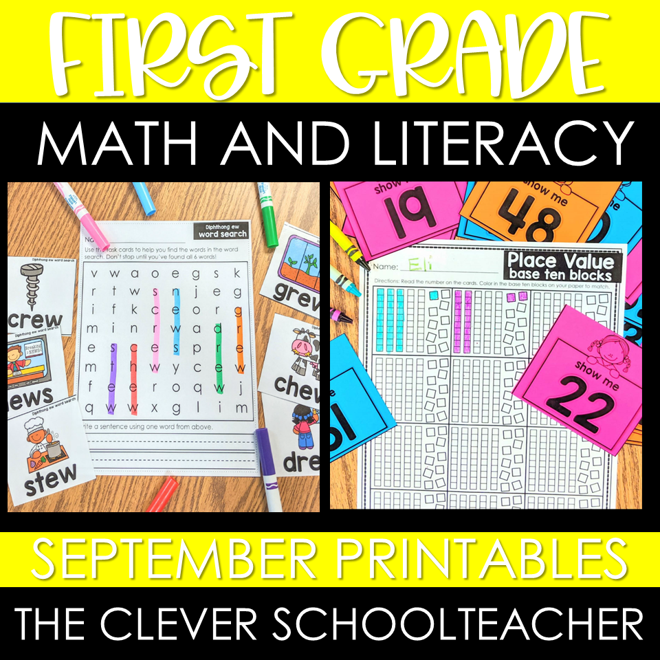 First Grade Math and ELA Printables