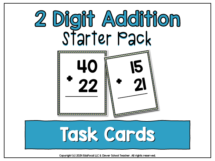 2 Digit Addition Starter Pack - Clever School Teacher