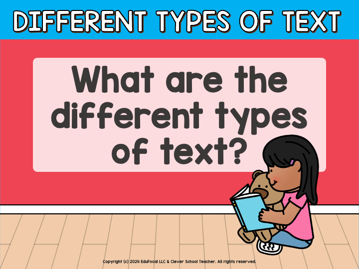 Types of text starter pack clever school teacher