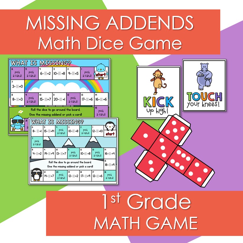 Missing Addends Math Dice Game